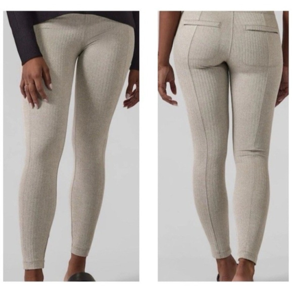 Athleta Delancey Herrnigbone Ankle Tight Women's Medium Gray Mid Rise Activewear